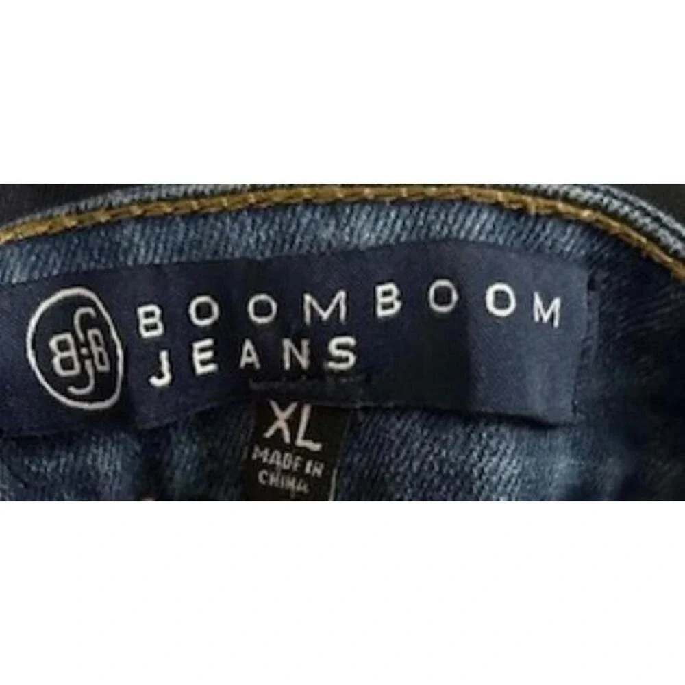 Womens XL Dark Wash Blue Cuffed Denim Jean Shorts Mid‎ Rise Stretch Country Farm